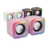 Mars Gaming - MSCUBEP Rosa, Altavoces Gaming RGB Compactos, Procesador Sonido DSP 8W, Control Volumen