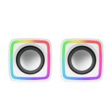 Mars Gaming - MSCUBEW Blanco, Altavoces Gaming RGB Compactos, Procesador Sonido DSP 8W, Control Volumen
