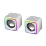 Mars Gaming - MSCUBEW Blanco, Altavoces Gaming RGB Compactos, Procesador Sonido DSP 8W, Control Volumen