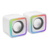 Mars Gaming - MSCUBEW Blanco, Altavoces Gaming RGB Compactos, Procesador Sonido DSP 8W, Control Volumen