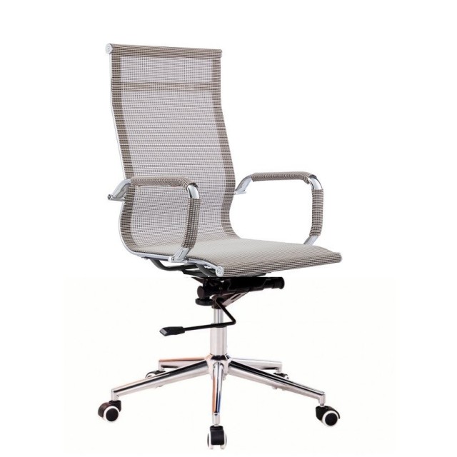 Sillón de oficina ODESA, alto, gas, basculante profundo, malla marrón