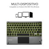 SUBBLIM - Teclado Bluetooth Smart Backlit BT Keyboard Touchpad Grey