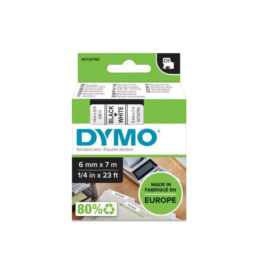 DYMO - D1 - Etiquetas estándar - Negro sobre blanco - 6mm x 7m