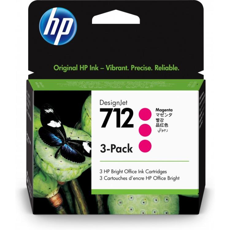 HP - Paquete de 3 cartuchos de Tinta DesignJet 712 magenta de 29 ml