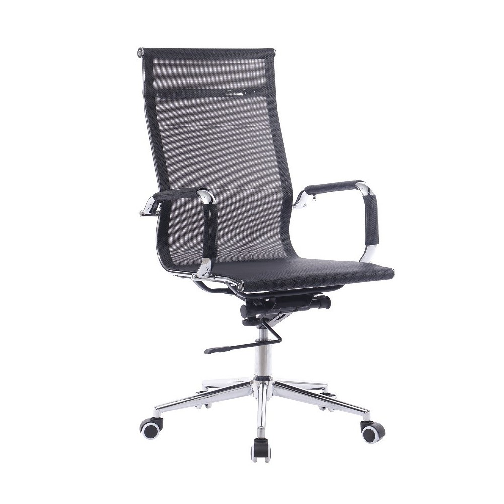 Sillón de oficina ODESA, alto, gas, basculante profundo, malla negra