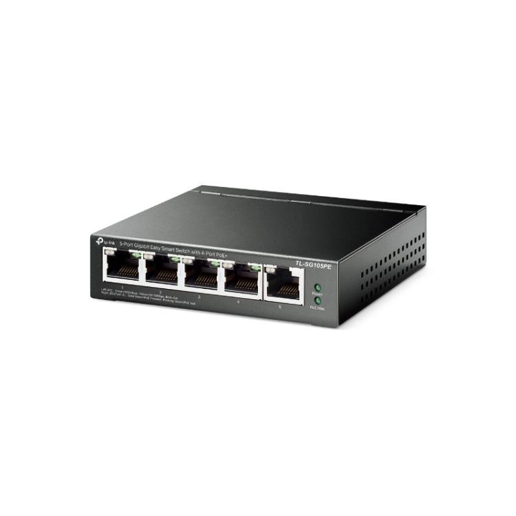 TP-Link - TL-SG105PE switch Gestionado L2 Gigabit Ethernet (10/100/1000) Energía sobre Ethernet (PoE) Negro