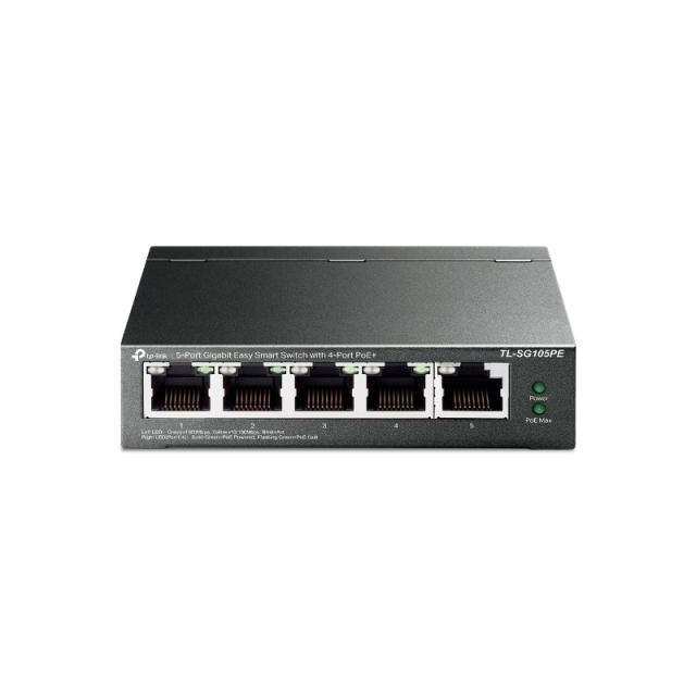 TP-Link - TL-SG105PE switch Gestionado L2 Gigabit Ethernet (10/100/1000) Energía sobre Ethernet (PoE) Negro