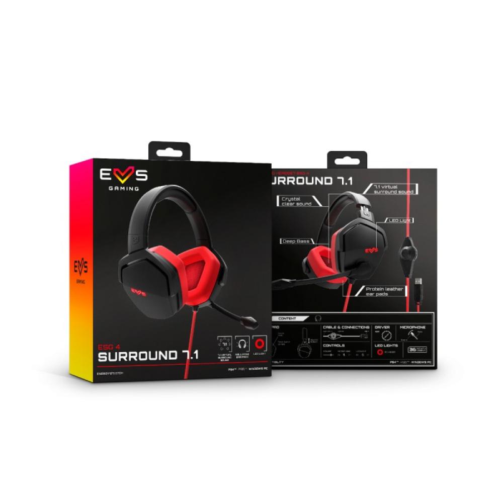 Energy Sistem - ESG 4 Surround 7.1 Auriculares Alámbrico Diadema Juego USB tipo A Negro, Rojo