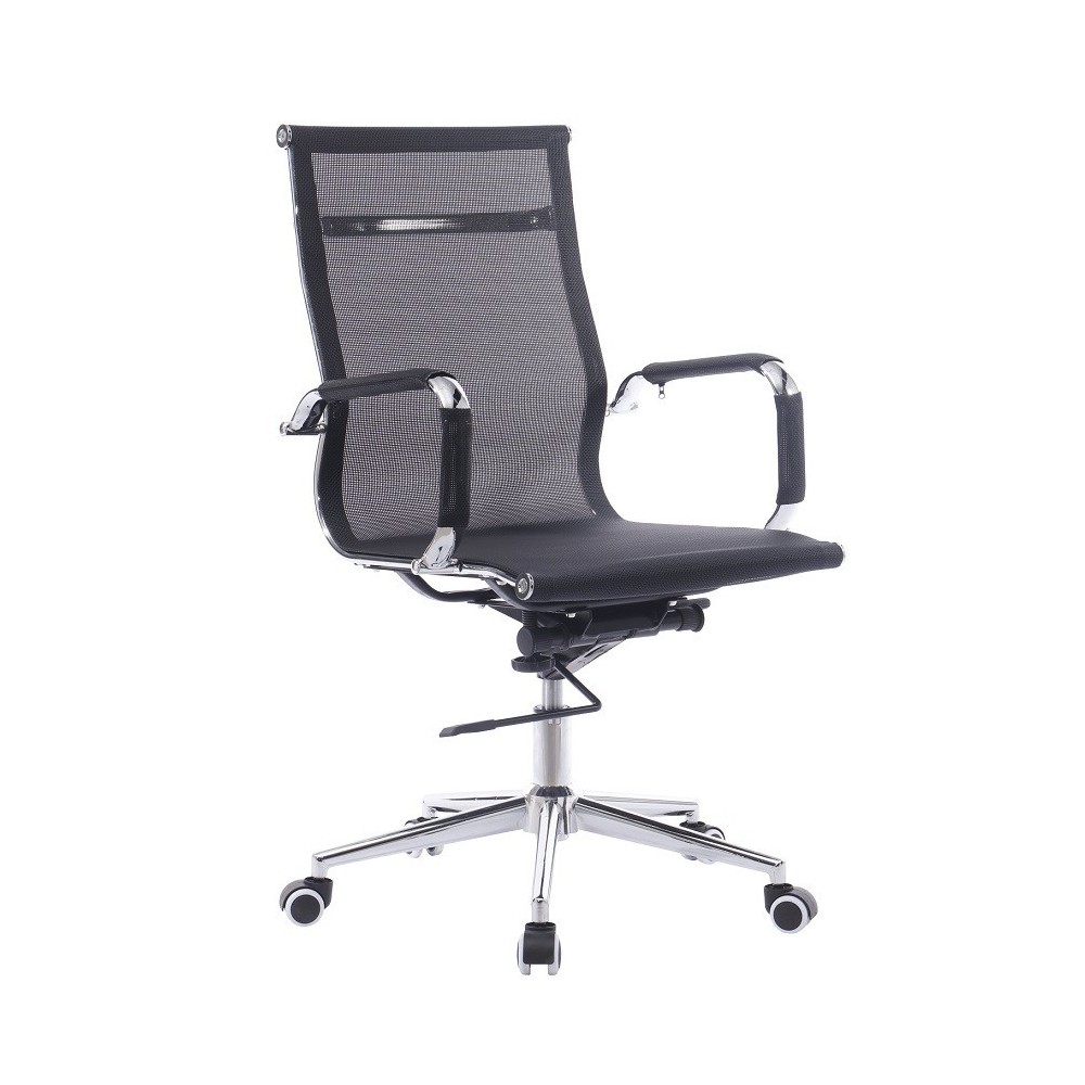 Sillón de oficina ODESA, giratorio, gas, basculante profundo, malla negra