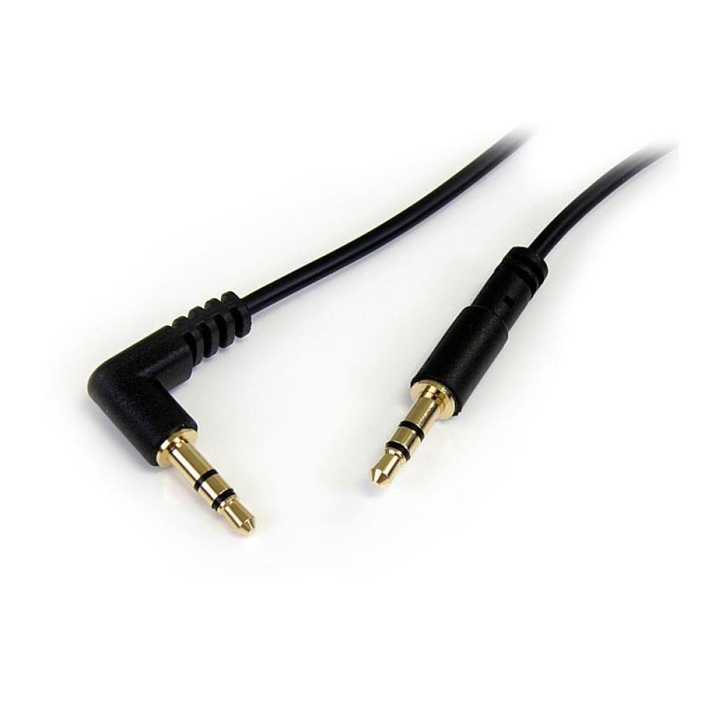 StarTech.com - Cable Delgado de Audio Estéreo 3,5mm de 30cm Acodado con Ángulo Recto - Macho a Macho