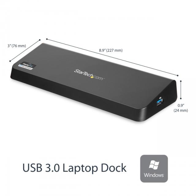 StarTech.com - Docking Station USB 3.0 para 2 Monitores HDMI y DisplayPort 4K - USB 3.0 a 4x USB-A, Ethernet, HDMI y DP - Replic