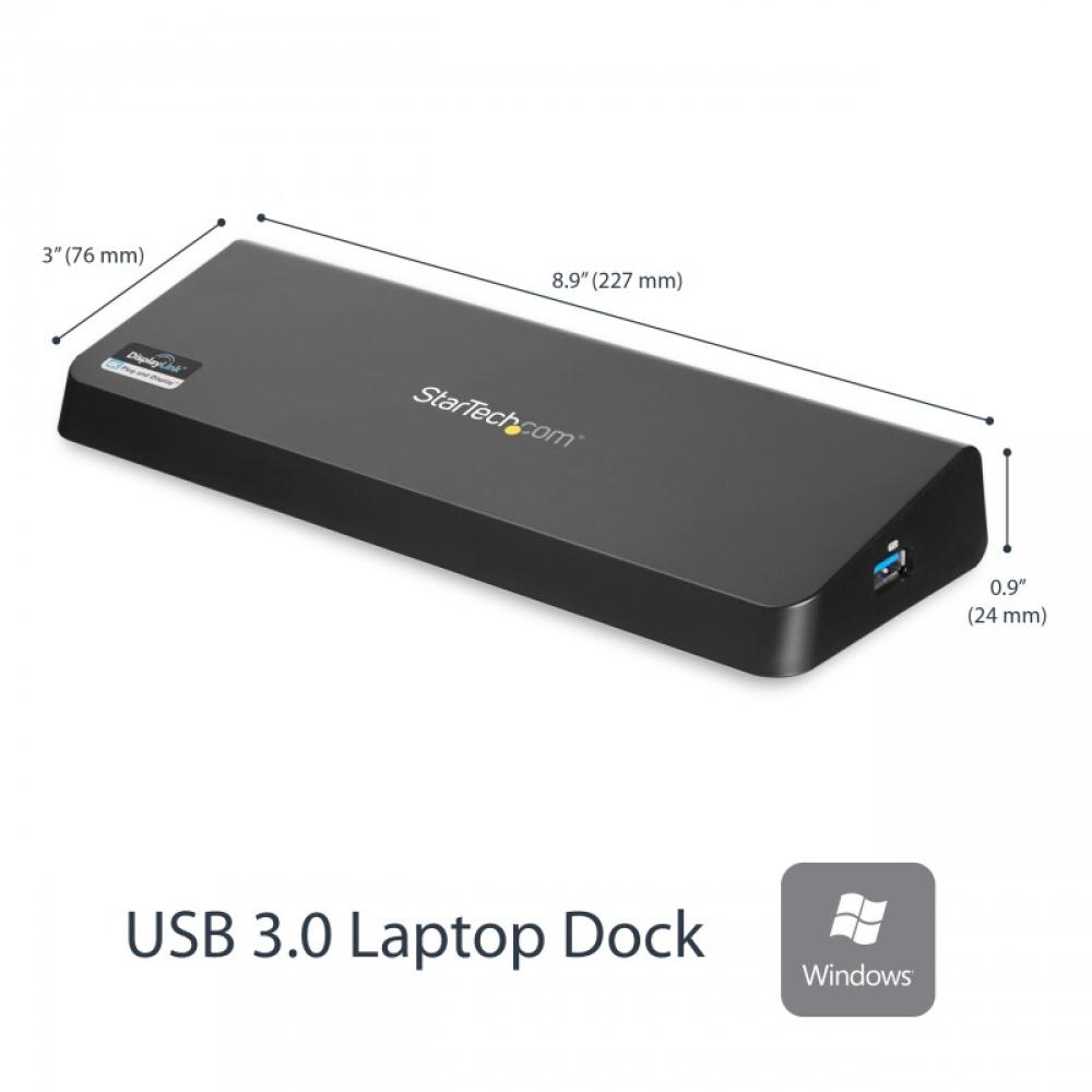 StarTech.com - Docking Station USB 3.0 para 2 Monitores HDMI y DisplayPort 4K - USB 3.0 a 4x USB-A, Ethernet, HDMI y DP - Replic