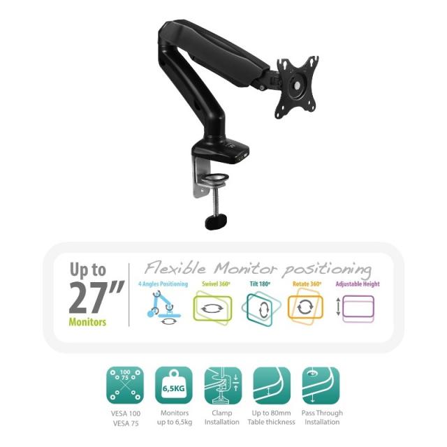 Ewent - EW1515 soporte para monitor 81,3 cm (32") Abrazadera/Atornillado Negro