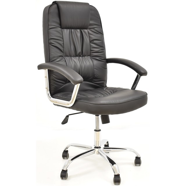 Sillón de oficina PAOLO, alto, gas, basculante, similpiel negra