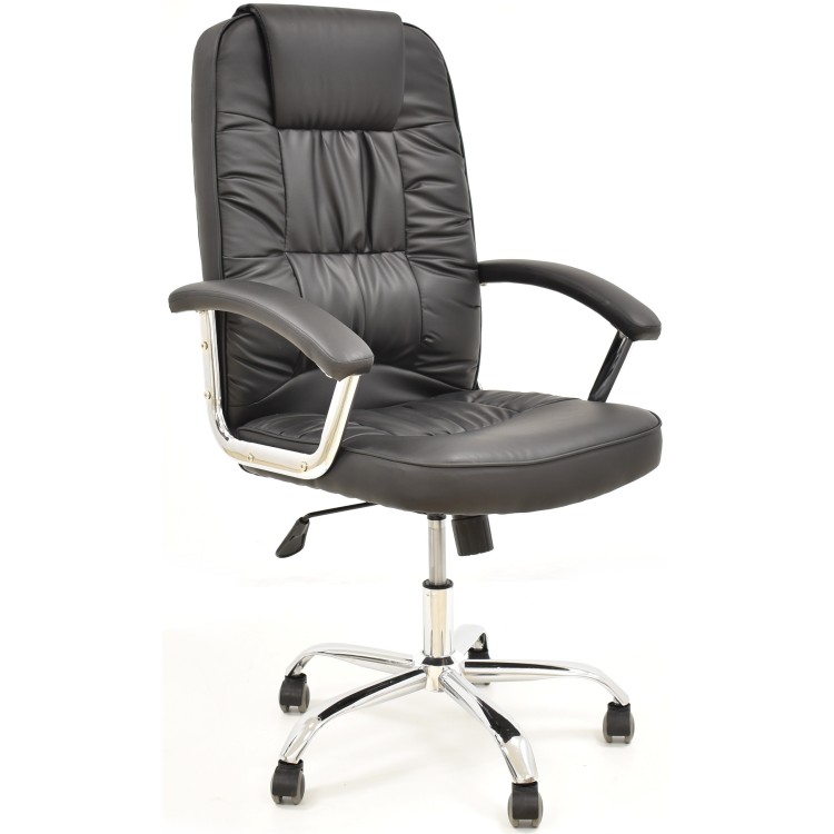 Sillón de oficina PAOLO, alto, gas, basculante, similpiel negra