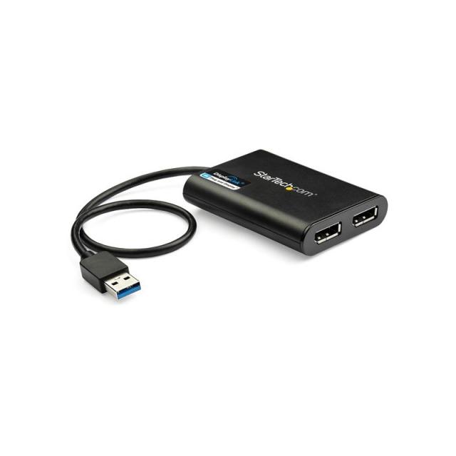 StarTech.com - Adaptador Gráfico Externo USB 3.0 a DisplayPort Doble 4K60 DisplayLink - Cable Conversor USB 3.0 a DP de Vídeo