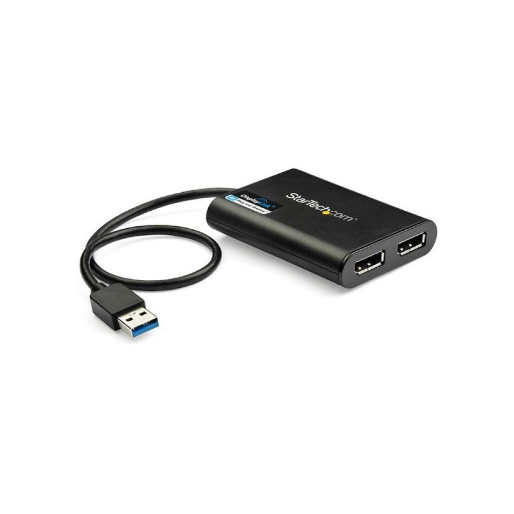 StarTech.com - Adaptador Gráfico Externo USB 3.0 a DisplayPort Doble 4K60 DisplayLink - Cable Conversor USB 3.0 a DP de Vídeo