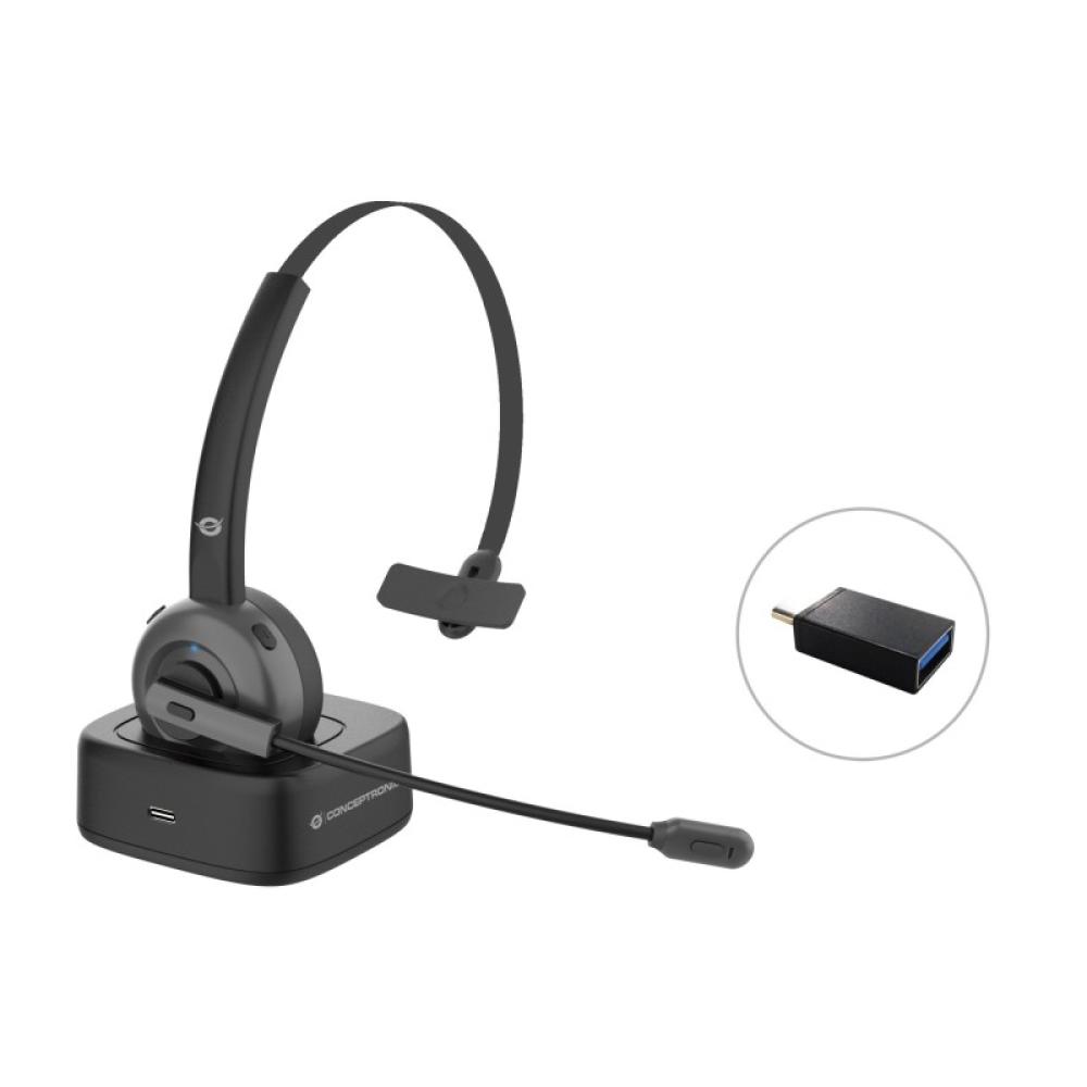 Conceptronic - POLONA03BD auricular y casco Auriculares Inalámbrico Diadema Oficina/Centro de llamadas Bluetooth Base de carga N