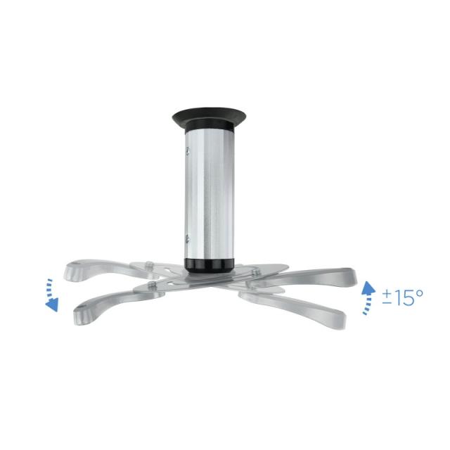 TooQ - SOPORTE UNIVERSAL DE TECHO GIRATORIO 360º PARA PROYECTOR PLATA