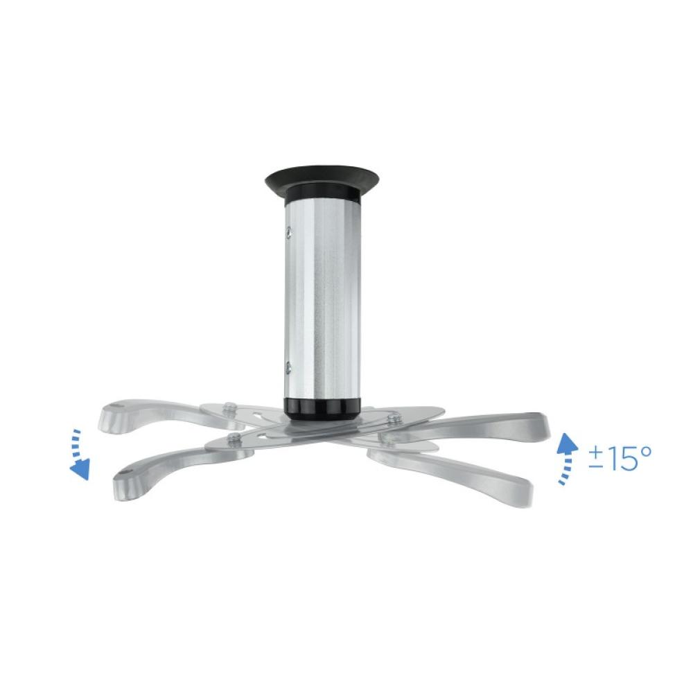 TooQ - SOPORTE UNIVERSAL DE TECHO GIRATORIO 360º PARA PROYECTOR PLATA