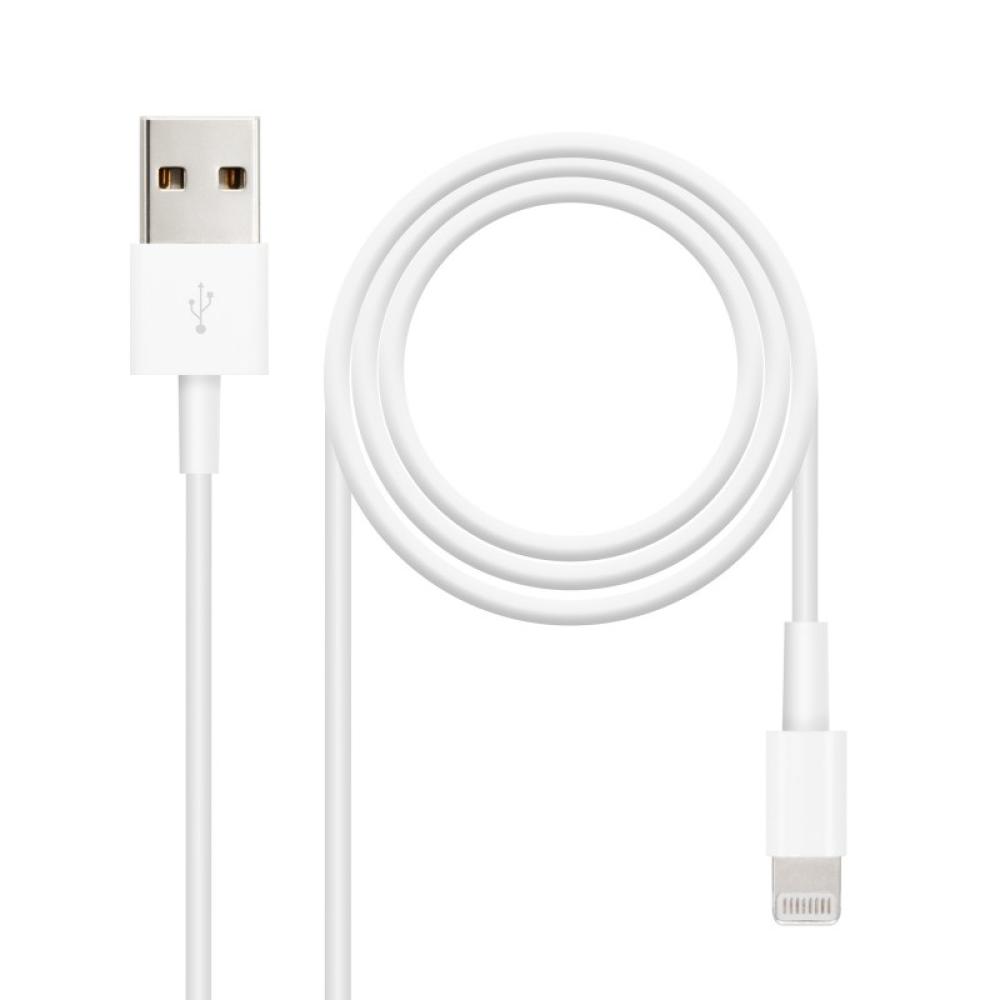 Nanocable - Cable Lightning a USB-A, Lightning/M -USB A/M, Blanco, 50 cm