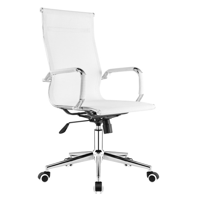 Sillón de oficina PRAGA, alto, gas, basculante, malla blanca