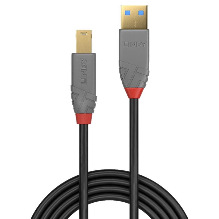 Lindy - 36740 cable USB USB 3.2 Gen 1 (3.1 Gen 1) 0,5 m USB A USB B Negro