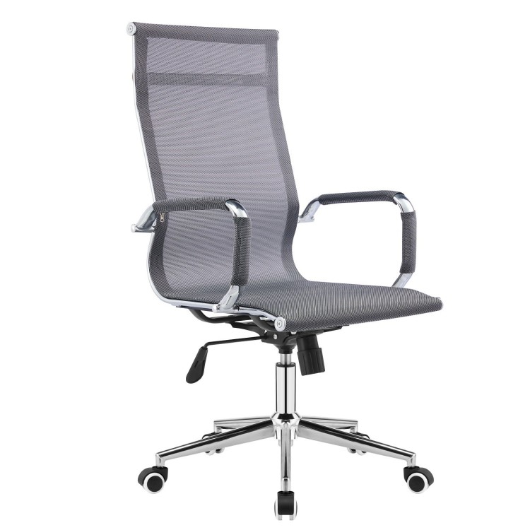 Sillón de oficina PRAGA, alto, gas, basculante, malla gris