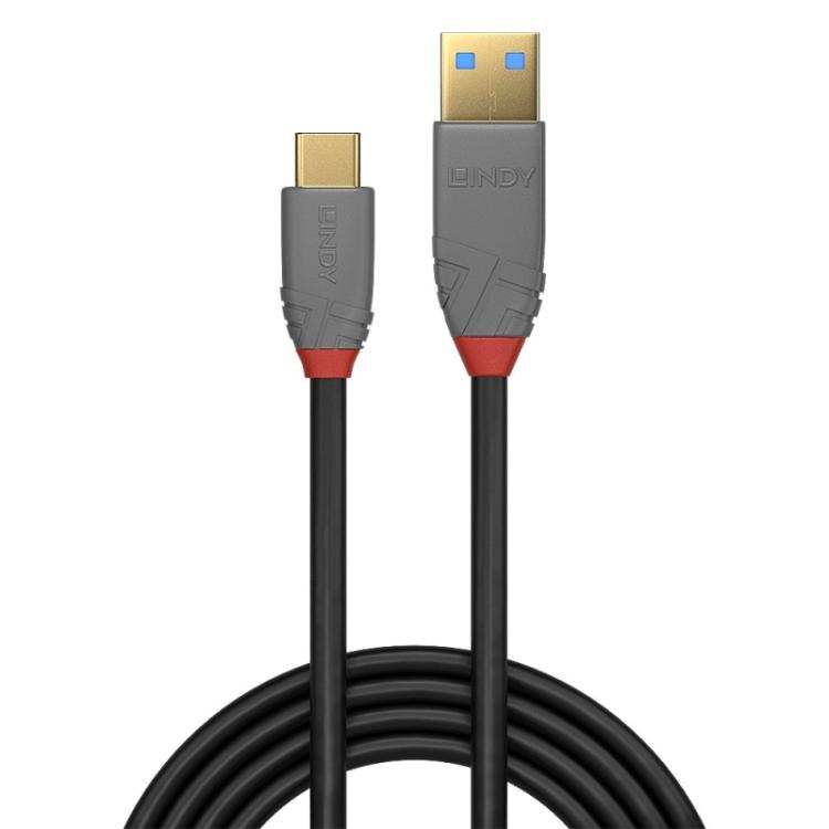 Lindy - 36910 cable USB 0,5 m USB C USB A Negro, Gris