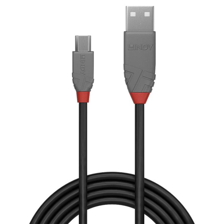 Lindy - 36734 cable USB USB 2.0 3 m USB A Micro-USB B Negro, Gris