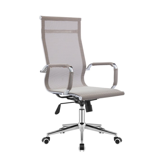 Sillón de oficina PRAGA, alto, gas, basculante, malla marrón