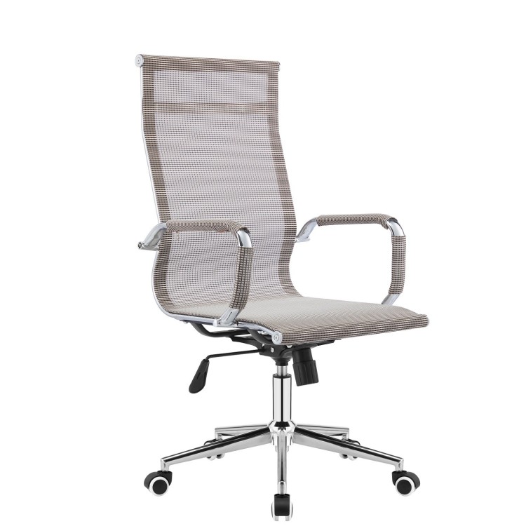 Sillón de oficina PRAGA, alto, gas, basculante, malla marrón