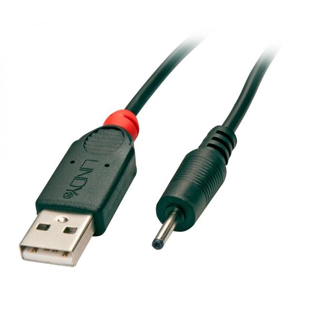 Lindy - 70265 cable de transmisión Negro 1,5 m USB A EIAJ-01 (2.5 mm, 0.7 mm)