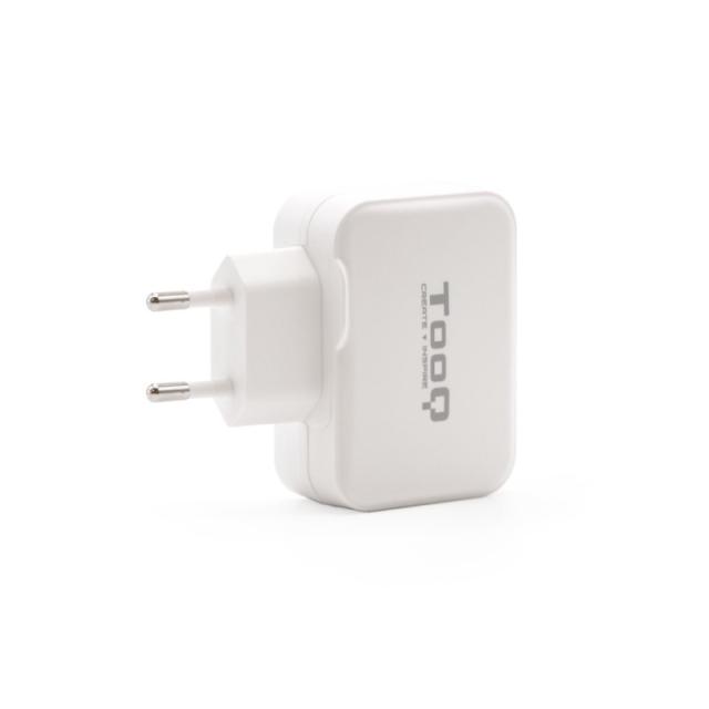 TooQ - Cargador de Pared doble puerto USB-C + USB A, 27W