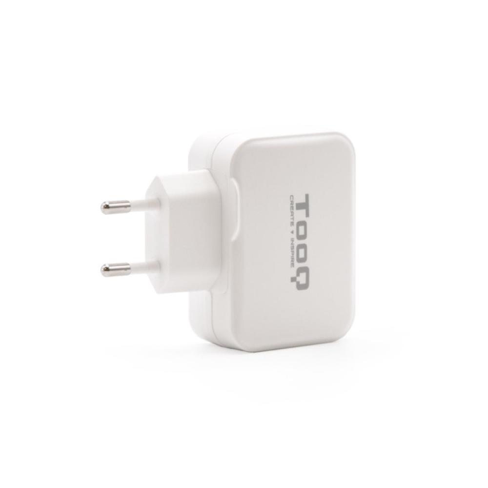 TooQ - Cargador de Pared doble puerto USB-C + USB A, 27W