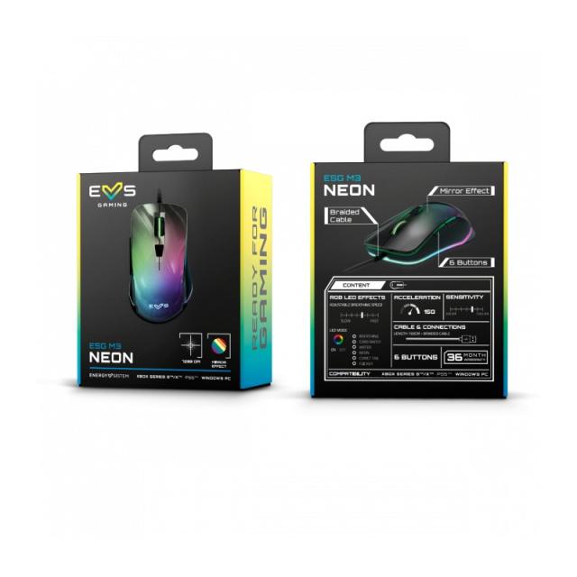 Energy Sistem - ESG M3 Neon ratón Juego mano derecha USB tipo A Óptico 7200 DPI