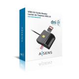 AISENS - Lector de Tarjeta Inteligente DNI con Lector de Tarjetas SIM, SD, Micro SD, MMC, RS-MMC, MMC Micro, Negro