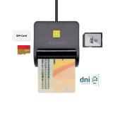 AISENS - Lector de Tarjeta Inteligente DNI con Lector de Tarjetas SIM, SD, Micro SD, MMC, RS-MMC, MMC Micro, Negro
