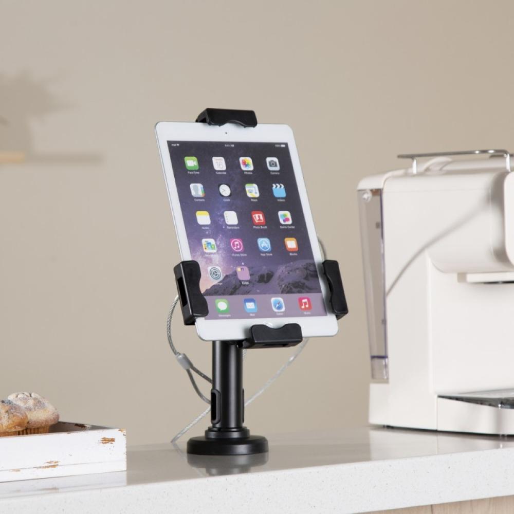 AISENS - Soporte Antirobo de Sobremesa / Pared Ajustable (1 Pivote) para Tablet, Negro