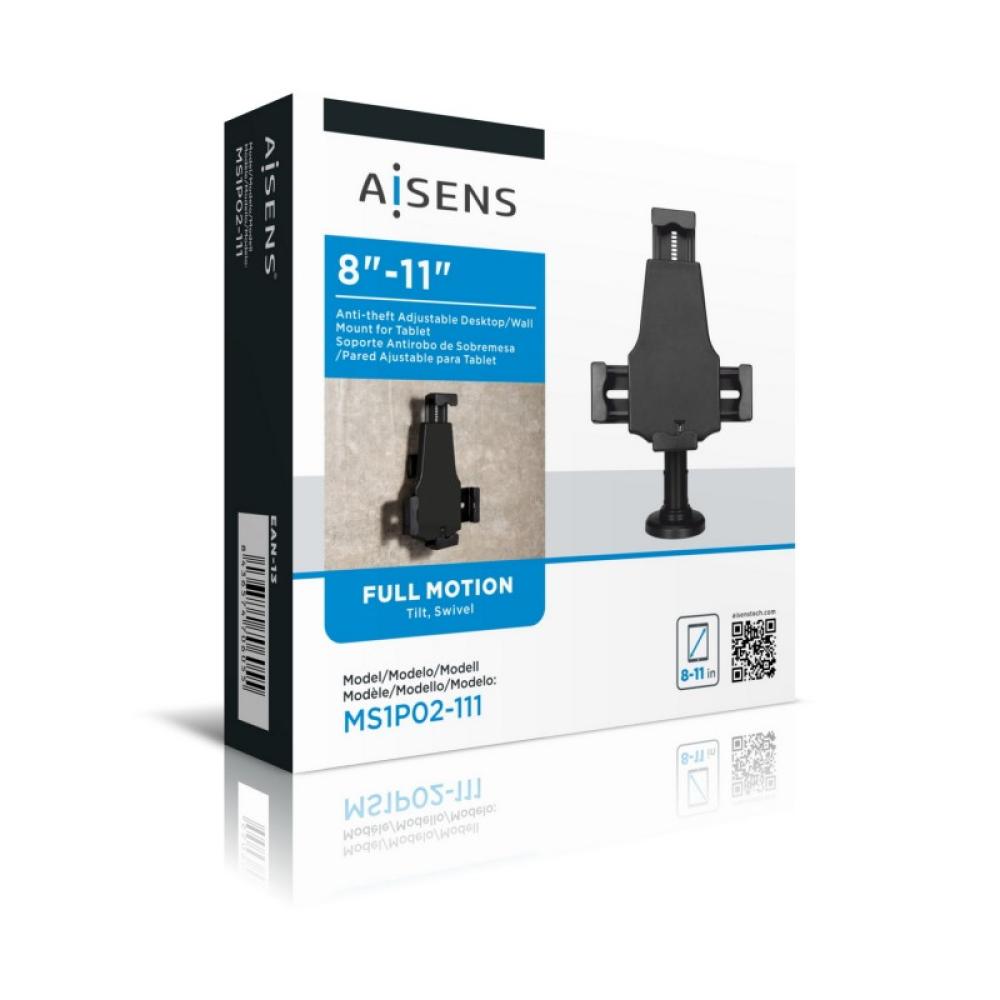 AISENS - Soporte Antirobo de Sobremesa / Pared Ajustable (1 Pivote) para Tablet, Negro