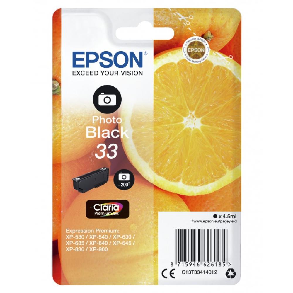 Epson - Oranges Singlepack Photo Black 33 Claria Premium Ink