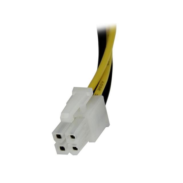 StarTech.com - Cable 20cm Extensión Alargador Alimentación Corriente Placa Base ATX12V 4 Pines P4 - Macho a Hembra