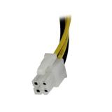 StarTech.com - Cable 20cm Extensión Alargador Alimentación Corriente Placa Base ATX12V 4 Pines P4 - Macho a Hembra