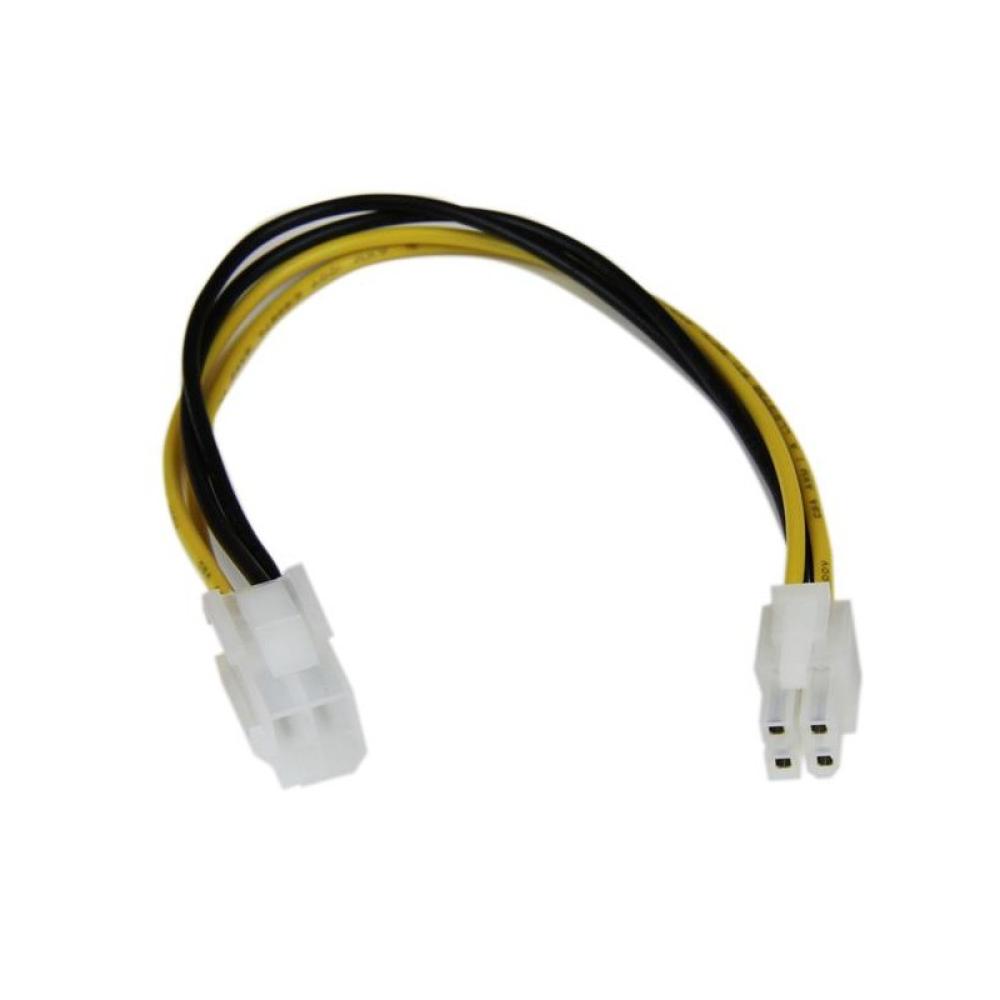 StarTech.com - Cable 20cm Extensión Alargador Alimentación Corriente Placa Base ATX12V 4 Pines P4 - Macho a Hembra