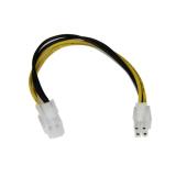 StarTech.com - Cable 20cm Extensión Alargador Alimentación Corriente Placa Base ATX12V 4 Pines P4 - Macho a Hembra