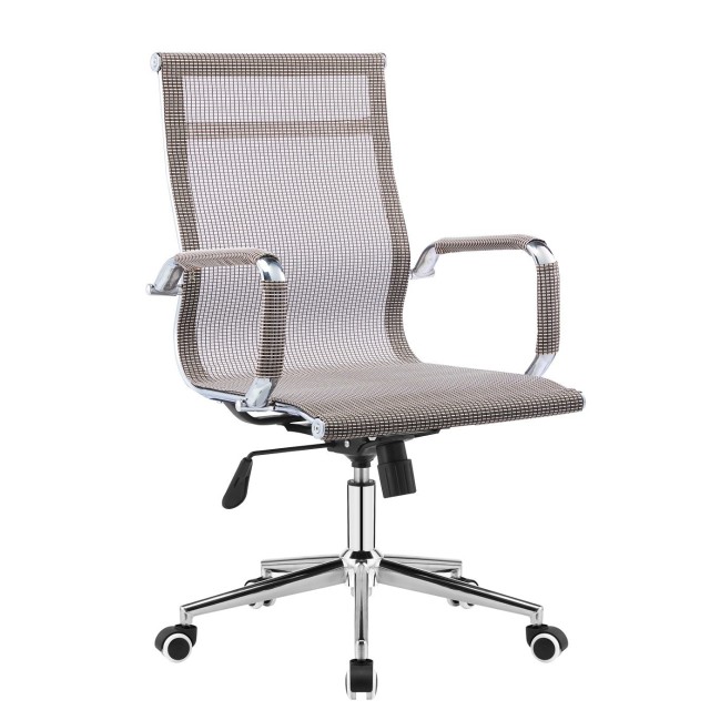 Sillón de oficina PRAGA, giratorio, gas, basculante, malla marrón