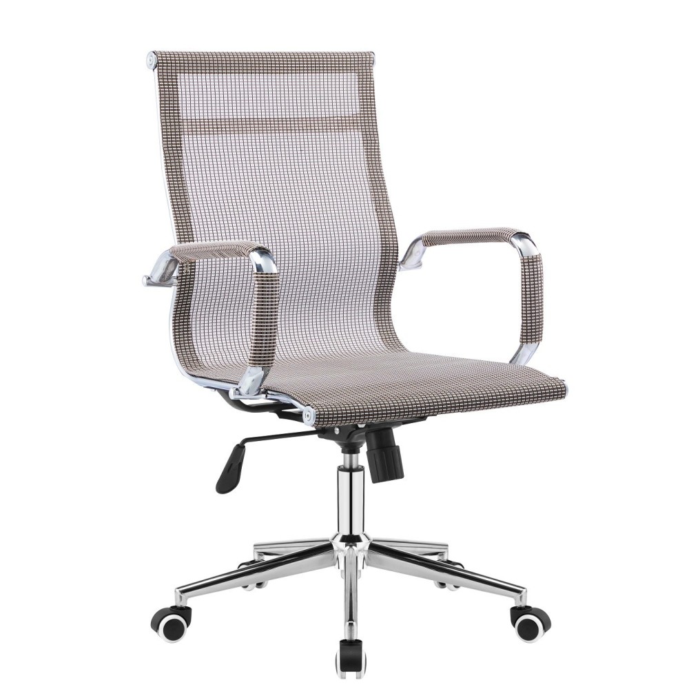 Sillón de oficina PRAGA, giratorio, gas, basculante, malla marrón