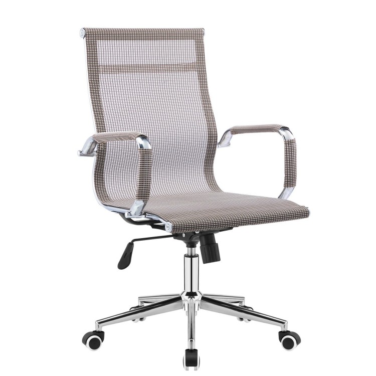 Sillón de oficina PRAGA, giratorio, gas, basculante, malla marrón