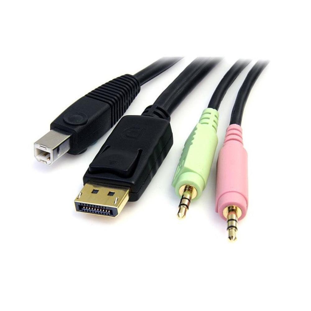 StarTech.com - Cable Conmutador KVM USB DisplayPort 4 en 1 c/ Audio y Micrófono - 6 pies