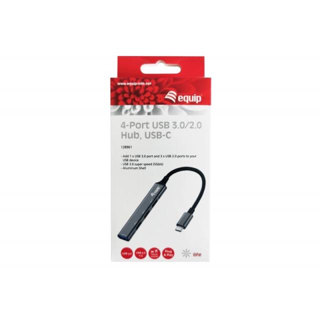 Equip - 128961 hub de interfaz USB 3.2 Gen 1 (3.1 Gen 1) Type-C 5000 Mbit/s Negro, Gris